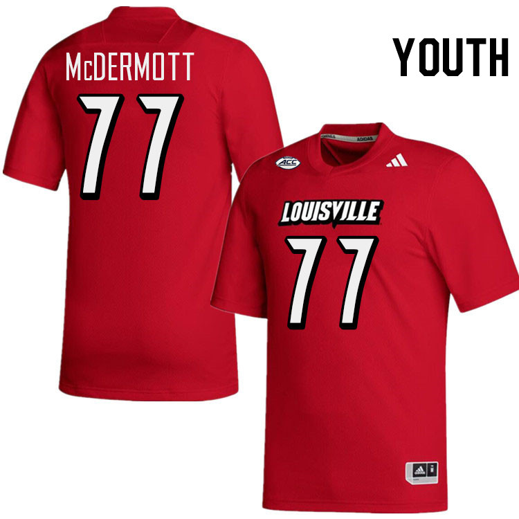 Youth #77 Ransom McDermott Louisville Cardinals College Football Jerseys Stitched-Red